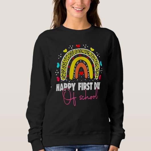 Sweatshirt Back To School Funny Happy First Day Of School For (Devant)