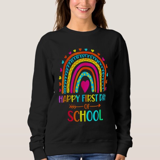 Sweatshirt Back To School Funny Happy First Day Of School For (Devant)