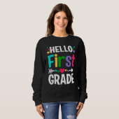 Sweatshirt Back To School Hello 1st Grade First Day Teacher S (Devant entier)