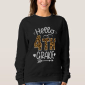 Sweatshirt Back To School Hello 4th Grade Leopard Cute Team F (Devant)