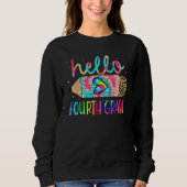 Sweatshirt Back To School Hello 4th Grade Leopard Tie Dye Pen (Devant)