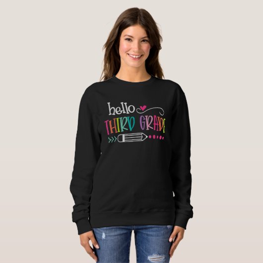 Sweatshirt Back To School Hello Third 3rd Grade For Kids Boy (Devant entier)