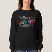 Sweatshirt Back To School Hello Third 3rd Grade For Kids Boy  (Devant)