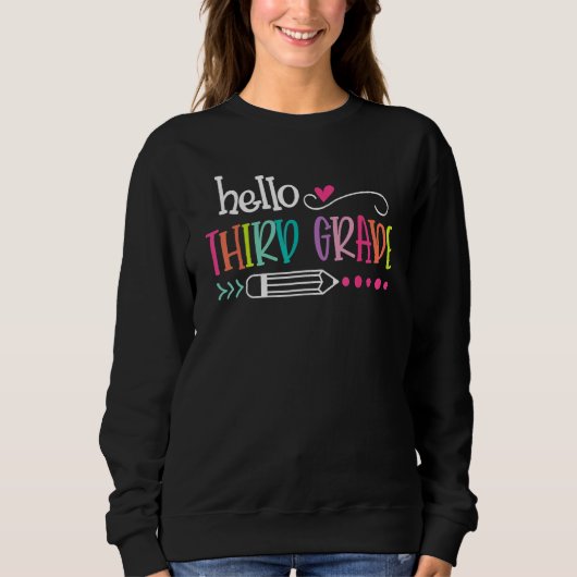Sweatshirt Back To School Hello Third 3rd Grade For Kids Boy (Devant)