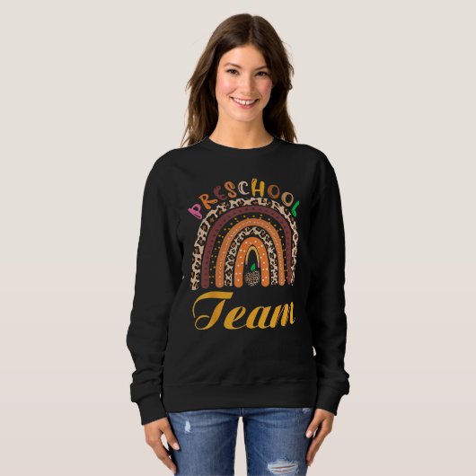 Sweatshirt Back To School Preschool Team Leopard Rainbow Teac (Devant entier)