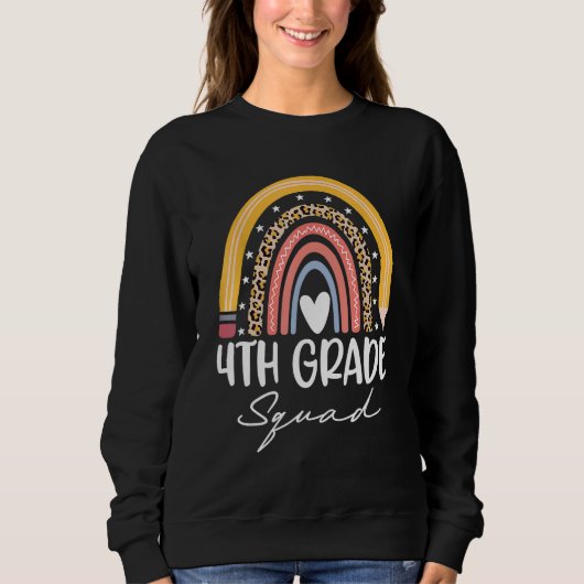 Sweatshirt Back To School Rainbow 4th Fourth Grade Squad Teac (Devant)