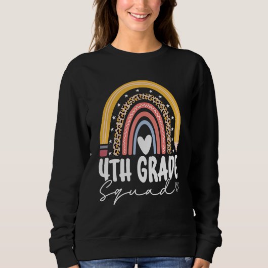Sweatshirt Back To School Rainbow 4th Fourth Grade Squad Teac (Devant)