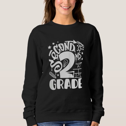 Sweatshirt Back To School Second 2nd Grade Teacher Girls Graf (Devant)