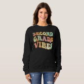 Sweatshirt Back To School Second Grade Vibes Retro Teacher Wo (Devant entier)
