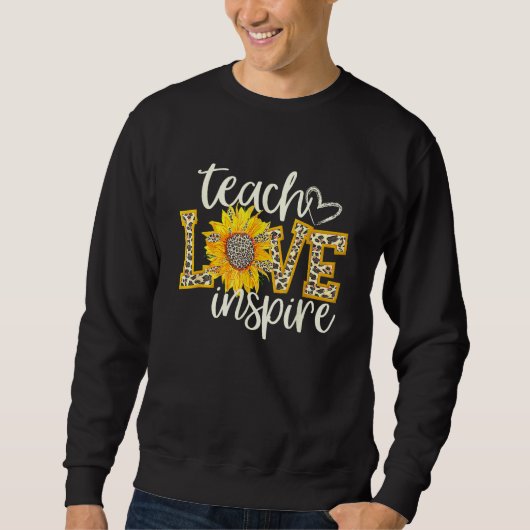 Sweatshirt Back To School Teach Love Inspire Retro Teachers W (Devant)