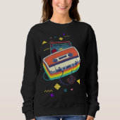 Sweatshirt Backprint retro cassette and stereo system 80s and (Devant)
