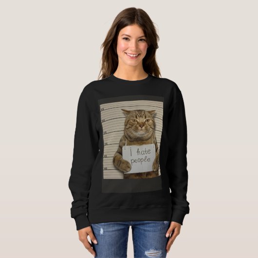 Sweatshirt Bad Cat I Hate People (Devant entier)