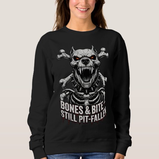 Sweatshirt Badass Skeleton Bulldog Gothic Skull (Devant)