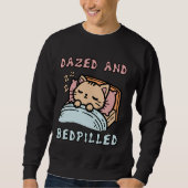 Sweatshirt Badigeonné Et Lavé - Mème De Chat Sleepy (Devant)