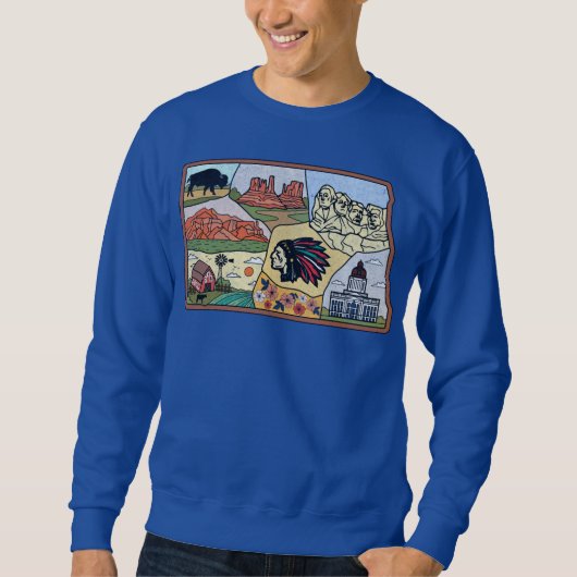 Sweatshirt Badlands Mt Rushmore Black Hills South Dakota Cart (Devant)