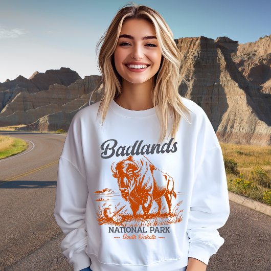 Sweatshirt Badlands National Park Retro Bison Artwork Gift