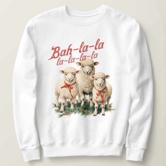 Sweatshirt Bah La La Cute Retro Noël Moutons (Design devant)