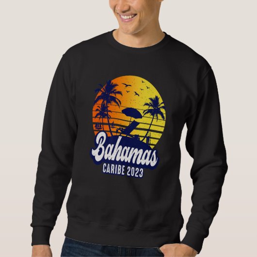 Sweatshirt Bahamas 2023 Caribe Sunset Beach Retro Premium (Devant)