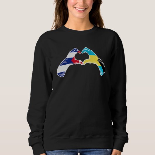 Sweatshirt Bahamas Cuba Flag Bahamians Cuban Heart (Devant)