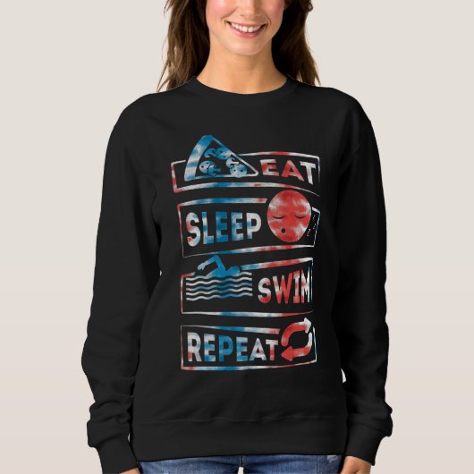 Sweatshirt Baignade Baignade Manger Sommeil Nage Rémunérer 2 (Devant)