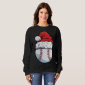 Sweatshirt Bal de baseball de Noël Chapeau de Noël (Devant entier)