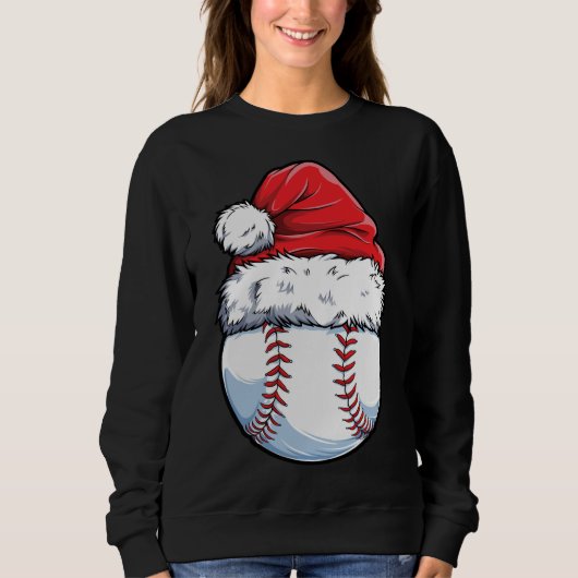 Sweatshirt Bal de baseball de Noël Chapeau de Noël (Devant)