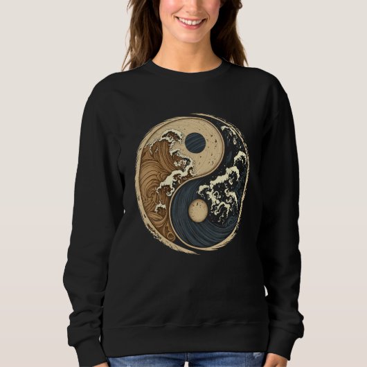 Sweatshirt Balance and Harmony Yin Yang Symbol with Waves 2 (Devant)