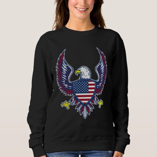 Sweatshirt Bald Eagle 4th of July Christmas American Flag Cou (Devant)