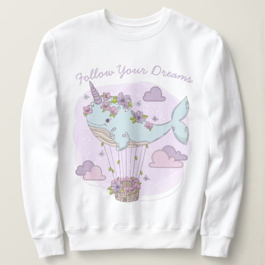 Sweatshirt Baleine à licorne volante (Design devant)