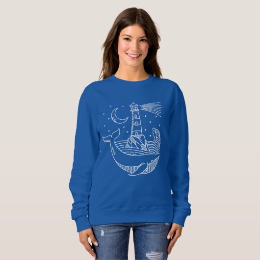 Sweatshirt Baleine de lune phare (Devant entier)