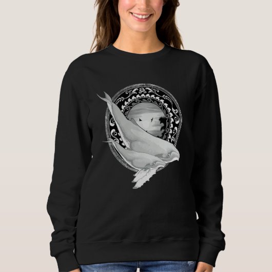 Sweatshirt Baleines à bosse à la polynésienne 1 (Devant)