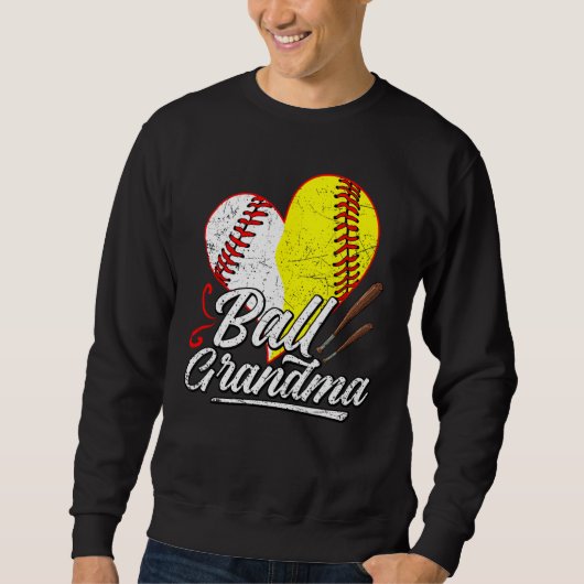 Sweatshirt Ball Grandma Baseball Softball Mom Heart Womens Mo (Devant)