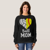Sweatshirt Ball Maman Coeur Softball Volleyball Maman (Devant entier)
