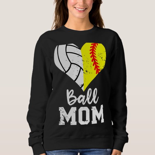 Sweatshirt Ball Maman Coeur Softball Volleyball Maman (Devant)