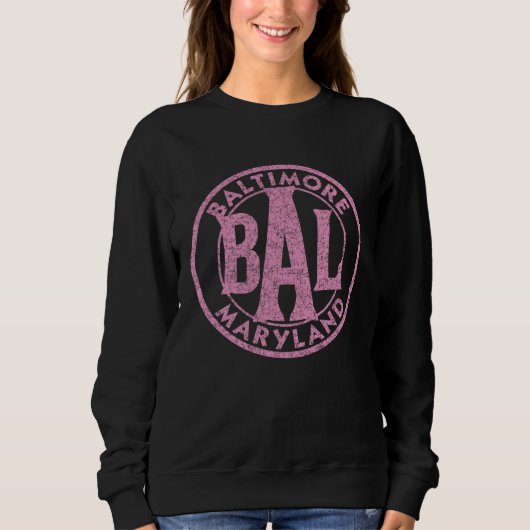 Sweatshirt Baltimore BAL Circle Sign Distressed Pink Print (Devant)