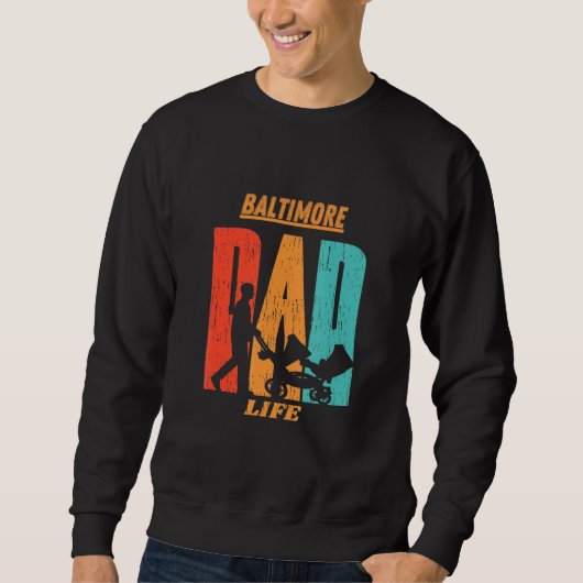 Sweatshirt Baltimore Native Funny State Drapeau Papa Parent B (Devant)