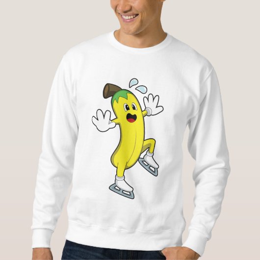 Sweatshirt Banane au patinage sur glace avec patins sur glace (Devant)