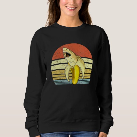 Sweatshirt Banane Requin Banane Fruit De Poisson À Thème Fête (Devant)