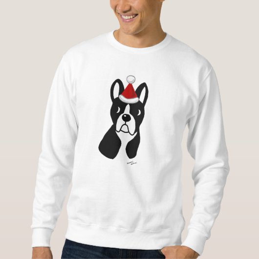 Sweatshirt Bande dessinée de Noël de Boston Terrier (Devant)