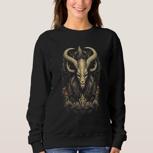 Sweatshirt Baphomet Goat Head Satanic Witchcraft Occult Graph (Devant)