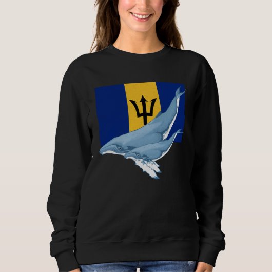 Sweatshirt Barbados Flag with Humpback Whales Bajan Pride (Devant)