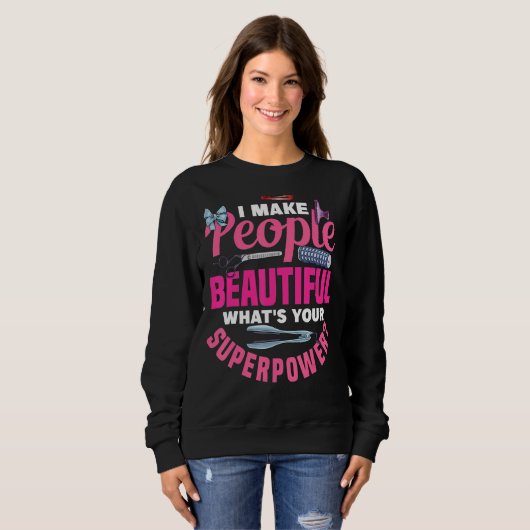 Sweatshirt Barber Chaise Belle Coiffeuse Ciseaux Barbier (Devant entier)