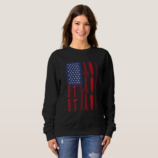 Sweatshirt Barbier Cool coiffeur Drapeau Américain (Devant entier)