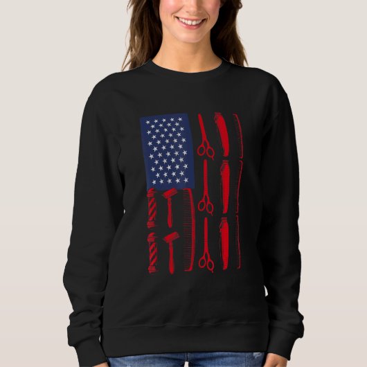 Sweatshirt Barbier Cool coiffeur Drapeau Américain (Devant)