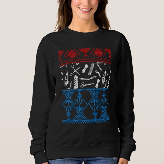 Sweatshirt Barbier moche Barbershop Santa Claus Noël (Devant)