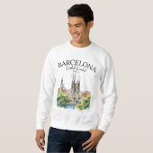 Sweatshirt Barcelona Landscape – Iconic Cathedral & City  (Devant entier)