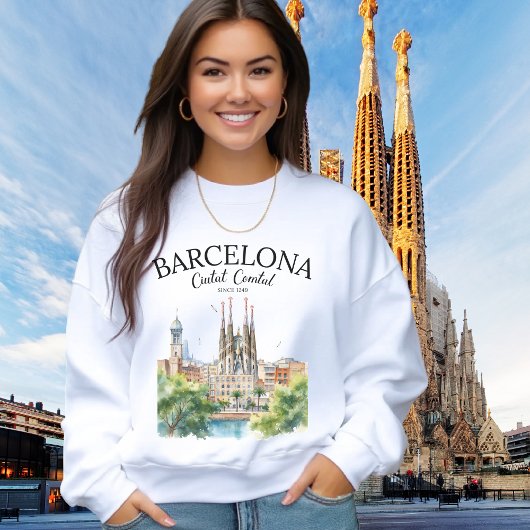 Sweatshirt Barcelona Landscape – Iconic Cathedral & City 