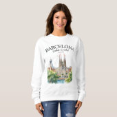 Sweatshirt Barcelona Landscape – Iconic Cathedral & City  (Devant entier)