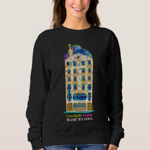 Sweatshirt Barcelone, Dessin manuel Gaudi Casa Batlló, Espagn