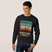 Sweatshirt Barcelone Espagne Retro Vintage Sunset Skyline Bar (Devant entier)
